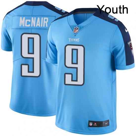 Youth Nike Tennessee Titans 9 Steve McNair Limited Light Blue Rush Vapor Untouchable NFL Jersey